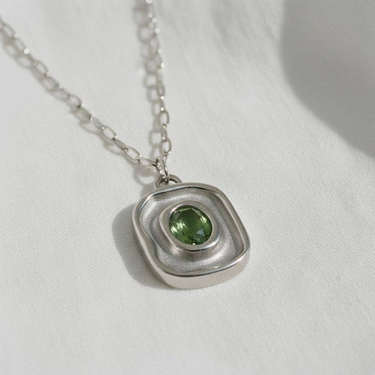 Green Zirconia Pendant Necklace