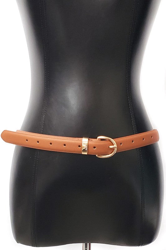 Faux Leather Skinny Belt
