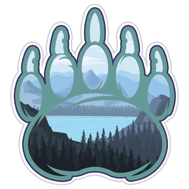 Scenic Nature Bear Paw Sticker 4"x4"