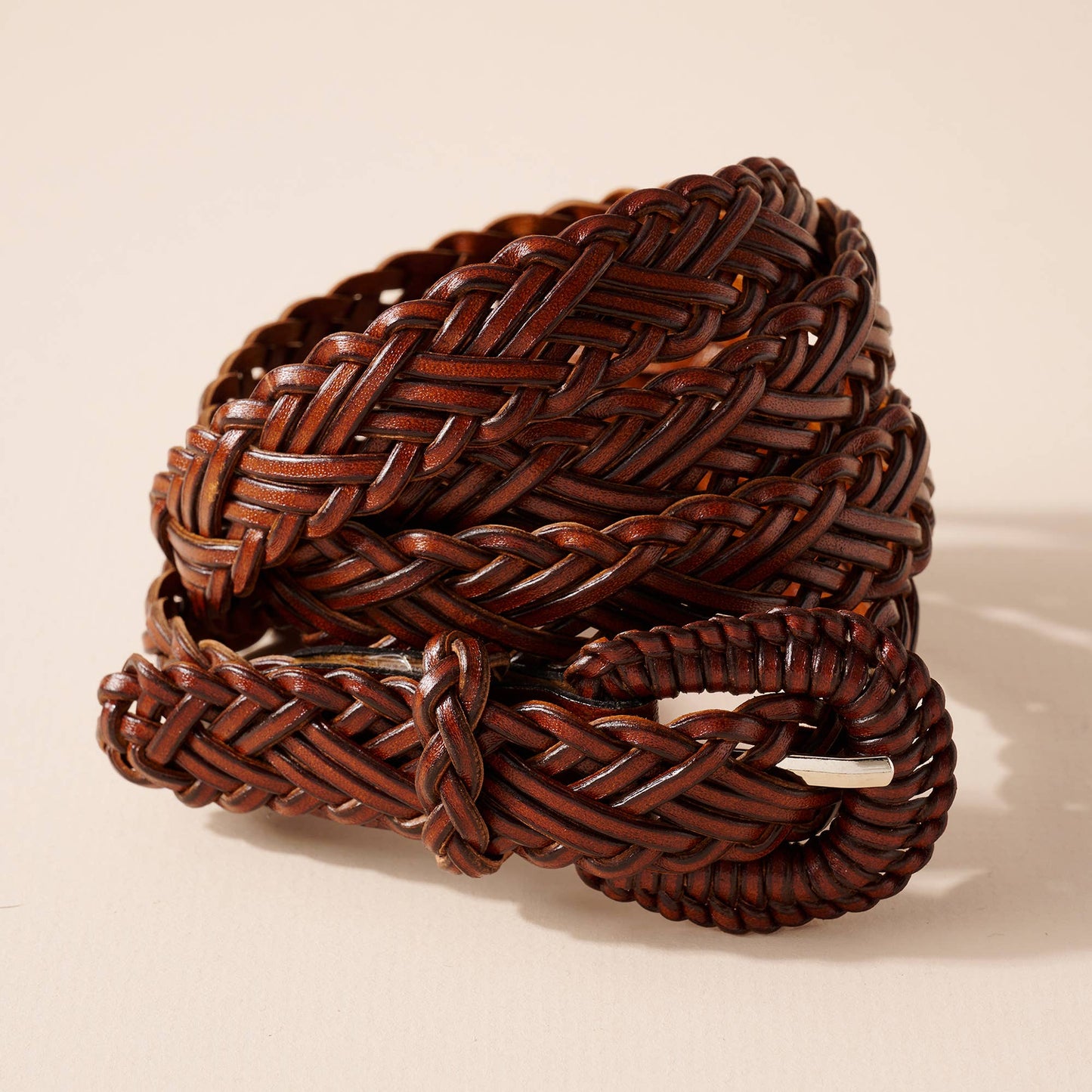 Metal Buckle Braided Leather Belt