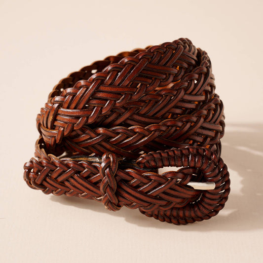 Metal Buckle Braided Leather Belt