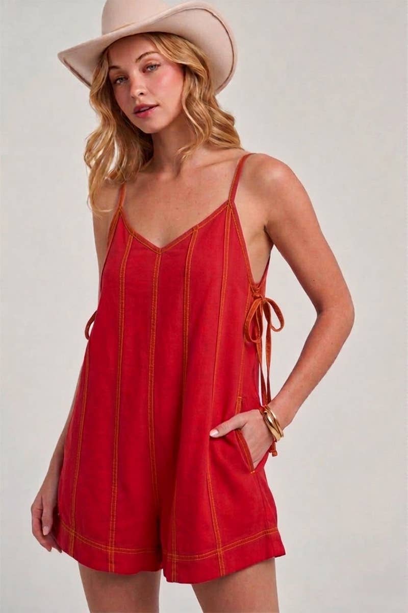 GAME DAY TWILL COLOR DENIM CASUAL SUMMER CHEER UP ROMPER