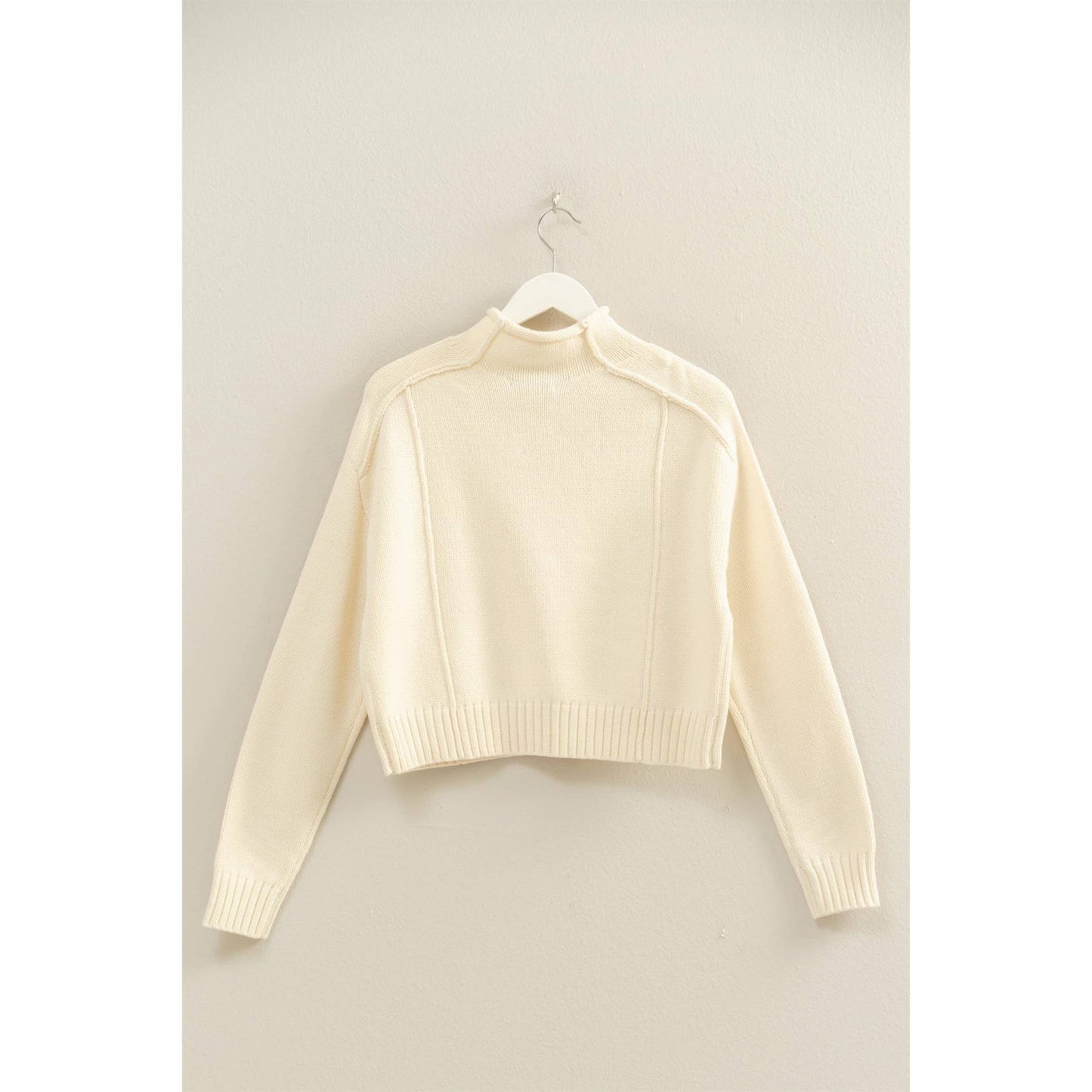 Mock Neck Ribbed Sweater
