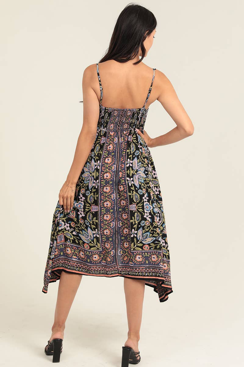 MIDI SPAGHETTI STRAP DRESS WITH TWIST FRONT