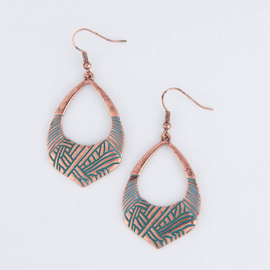 Wild Spirit Western Copper Textured Teardrop Earrings