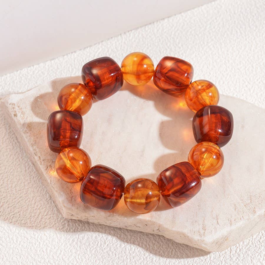 Color-Block Cube Circle Stretch Cord Bracelet | 40B5197