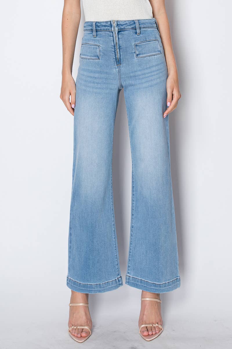 High Rise Front Pocket Flare Jeans