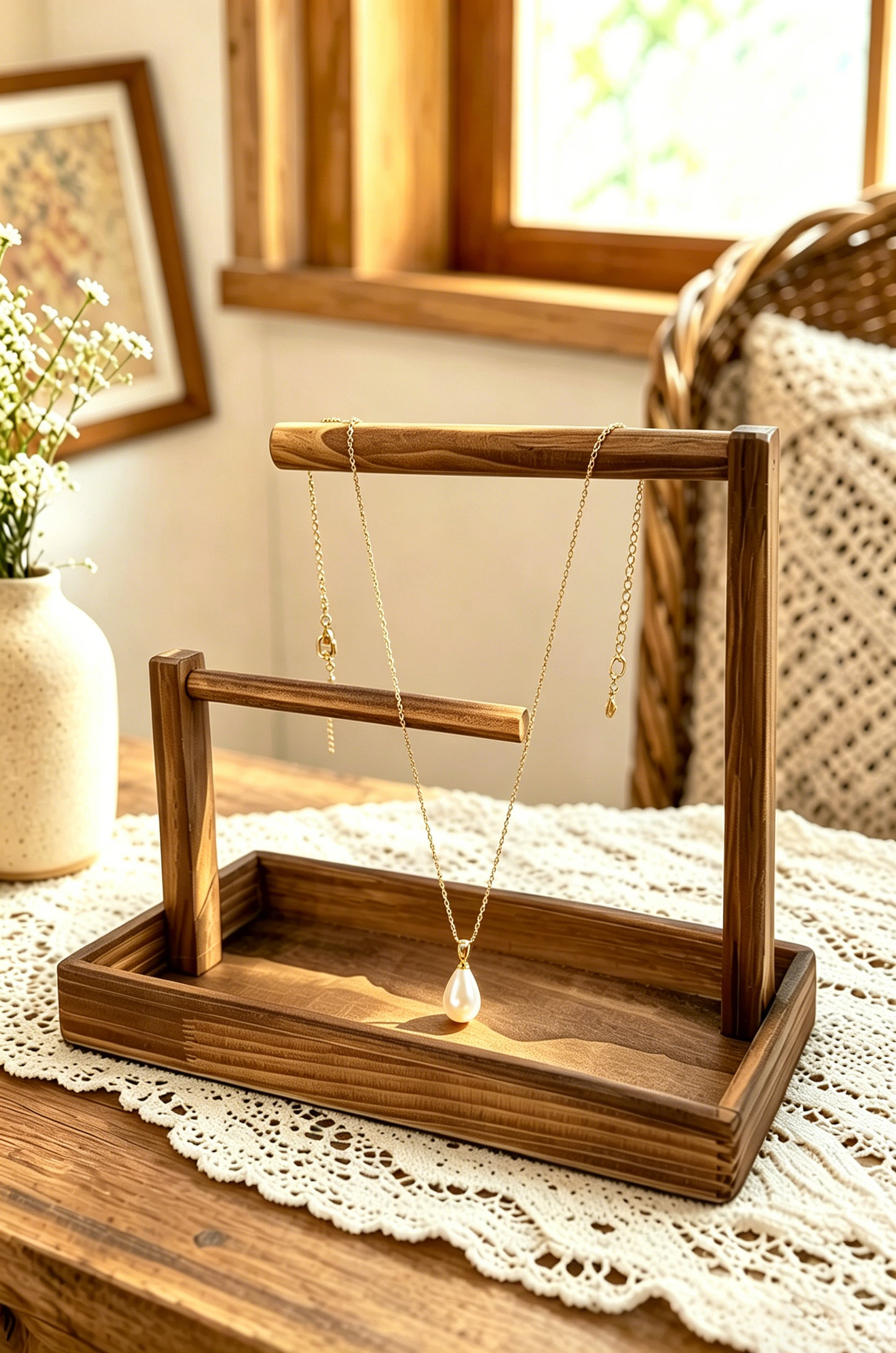 Minimalist Delicate Gold Chain with Teardrop Pearl Pendant