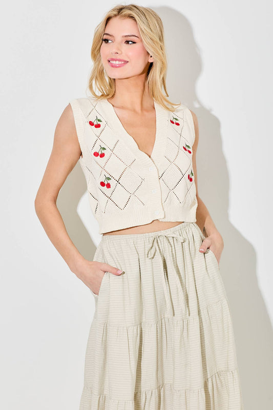 CHERRY PRINTED VEST