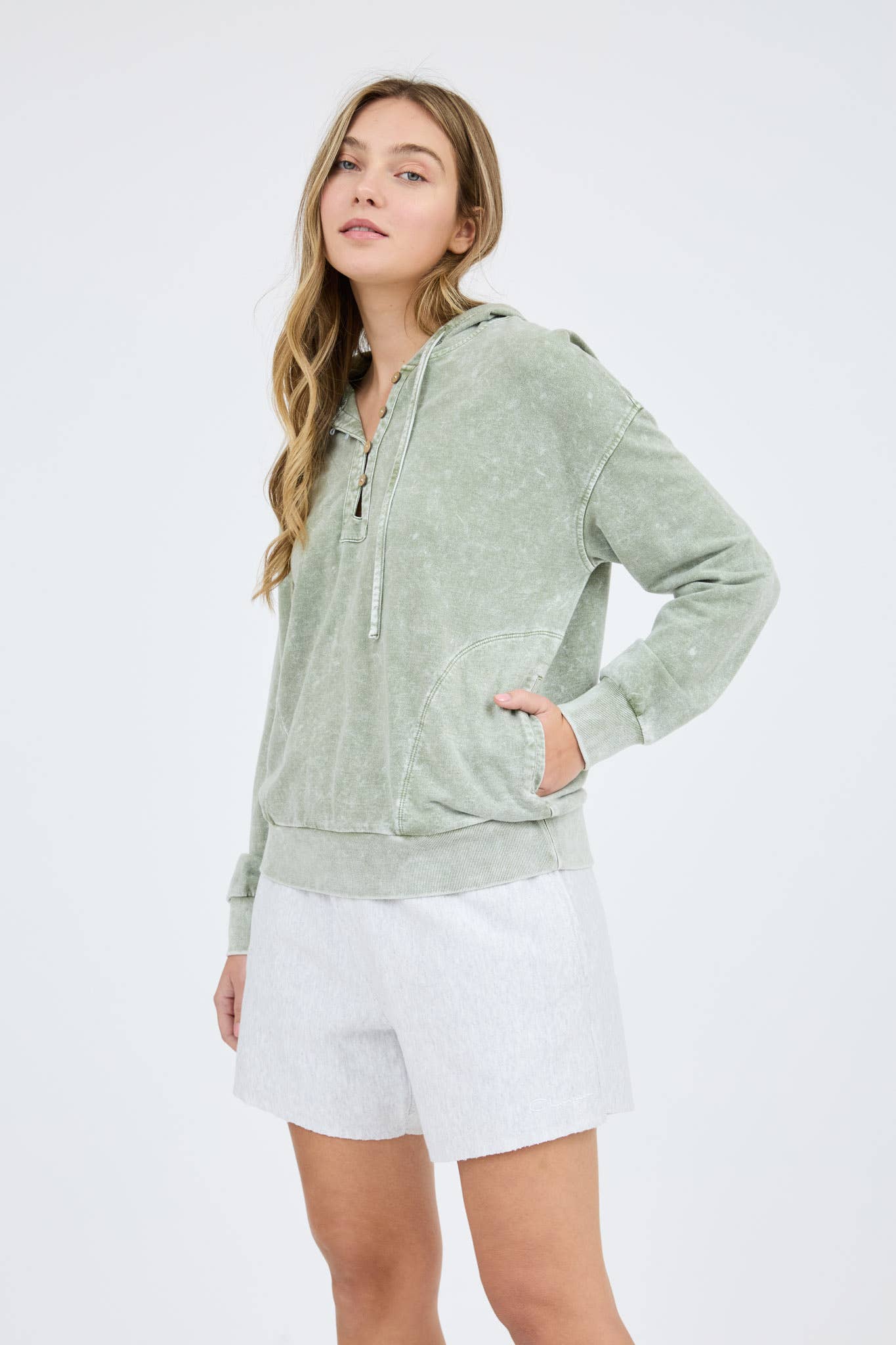 Washed Hooded Henley