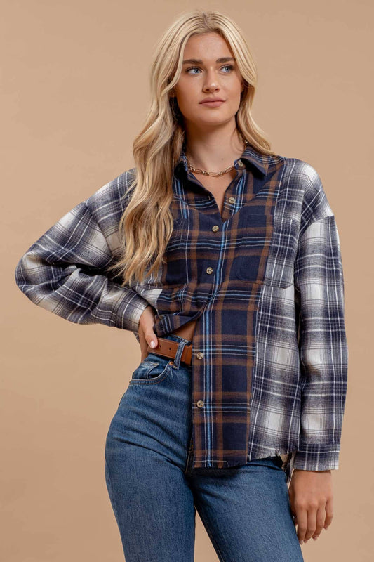 Plaid Patchwork Flannel Shirt