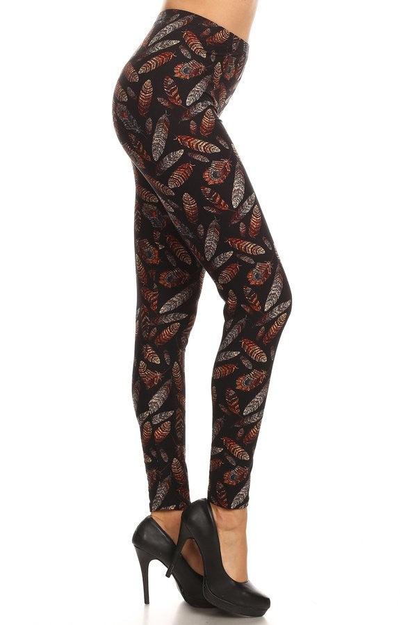 All Over Feather Print Leggings