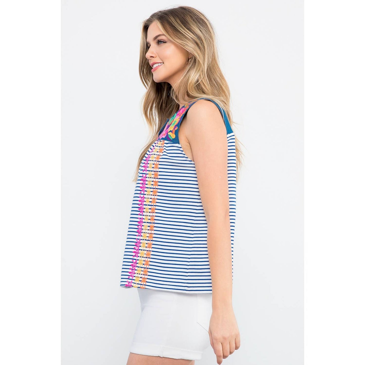 Stripe Embroidered Top