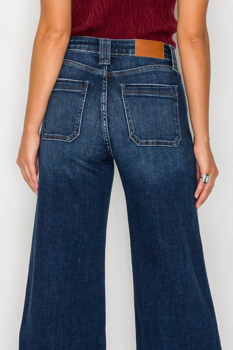 TUMMY CONTROL HIGH RISE A LINE WIDE LEG JEANS