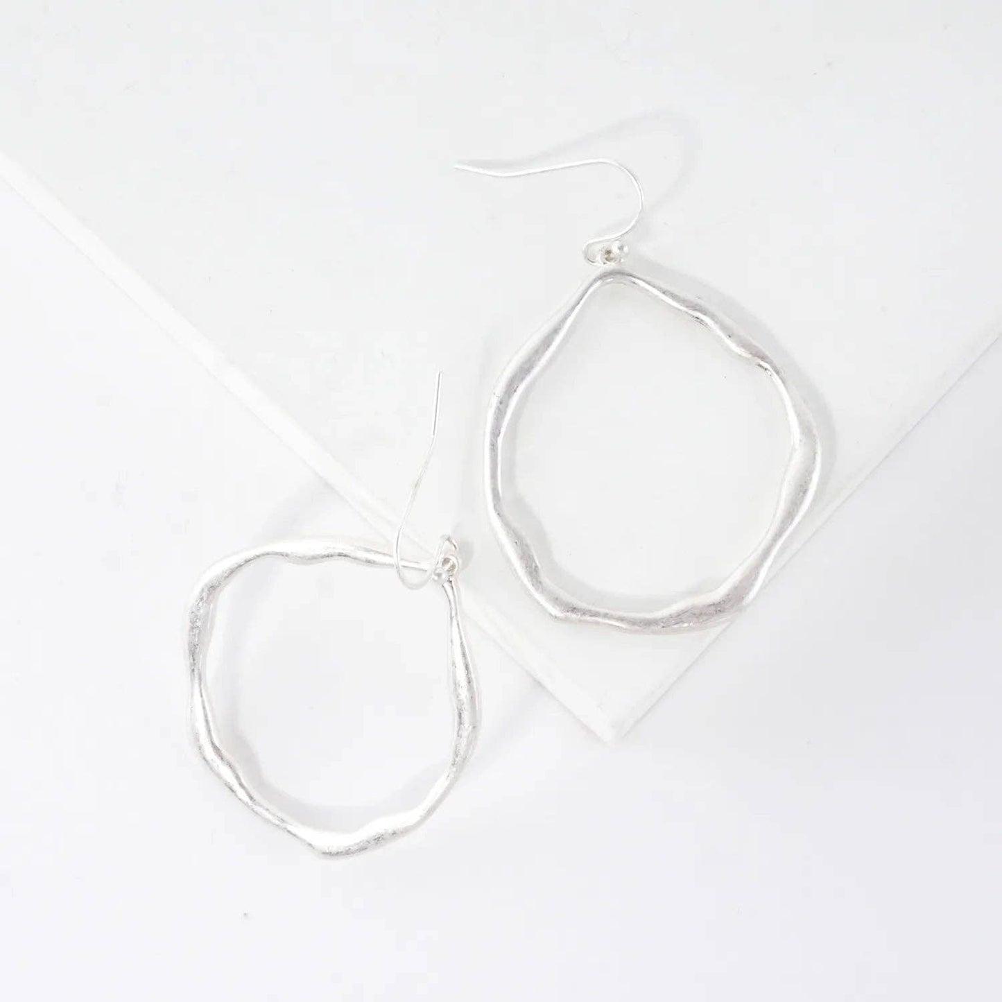 Metal Organic Open Circle Dangle Earrings