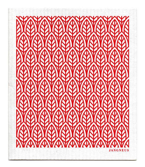 Swedish Dishcloth - Leaves - Red