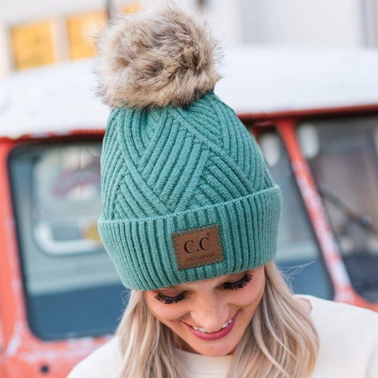 CC Criss-Cross Suede Patch Beanie