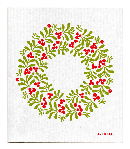 Swedish Dishcloth - Wreath - Red