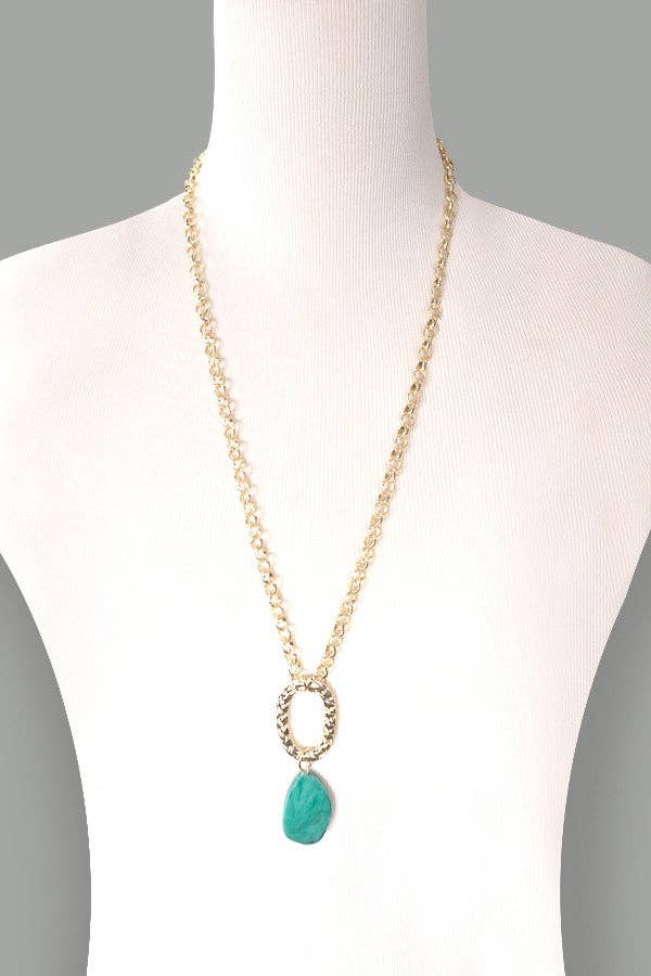 JADE ACRYLIC OVAL RING CHUNKY CHAIN LONG NECK