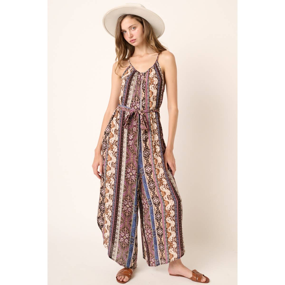 AZTEC PRINT WIDE LEG JUMPSUIT