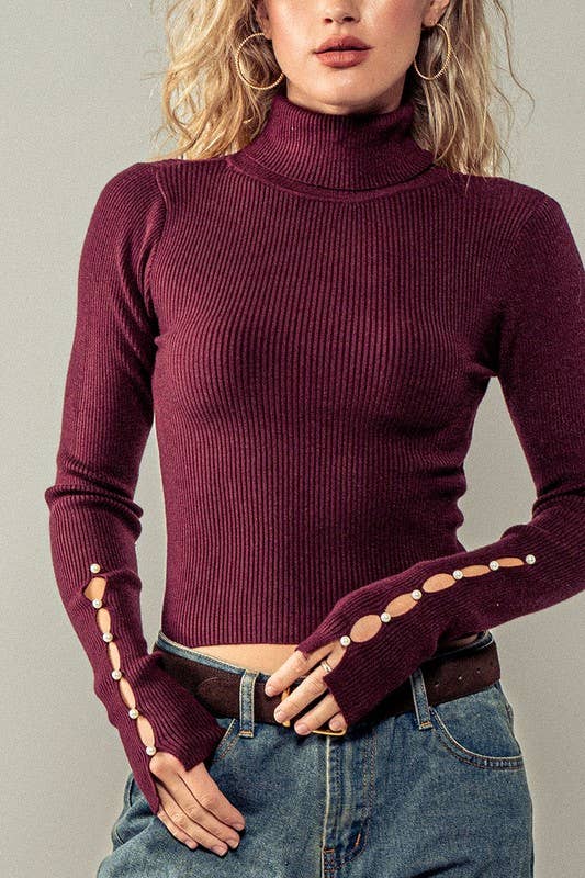 Pearly Gated Long Sleeve Turtleneck