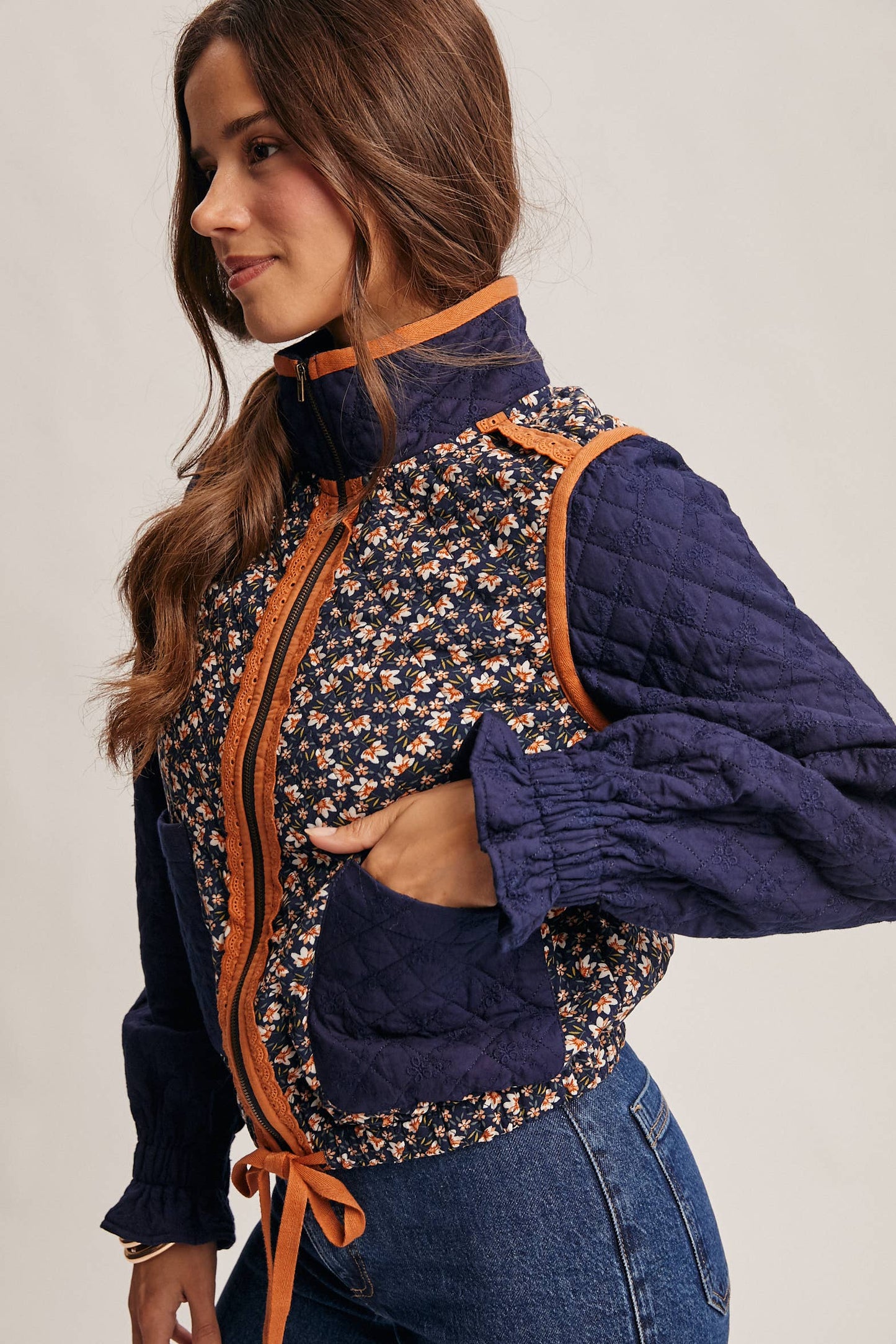 Quilted Floral Zip Jacket