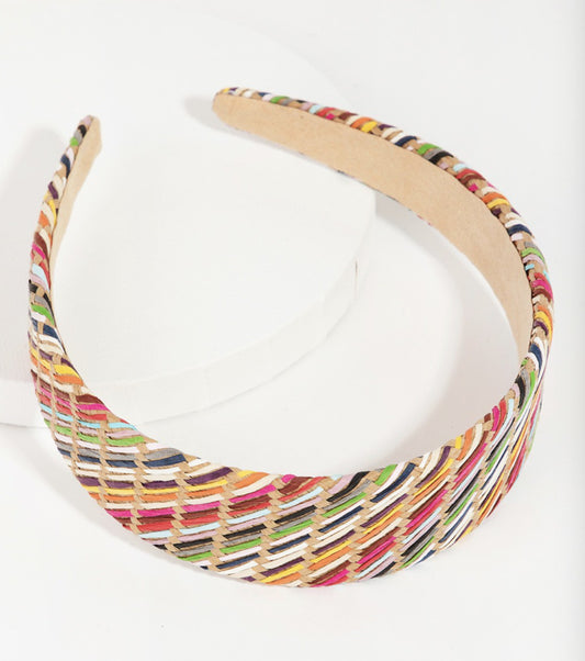 Multicolor Straw Braided Headband