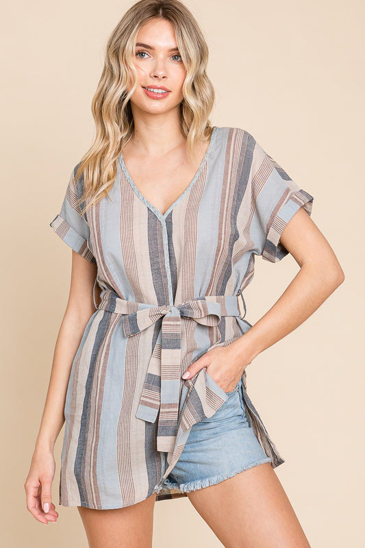 Cotton Rolled Short Sleeve Tunic