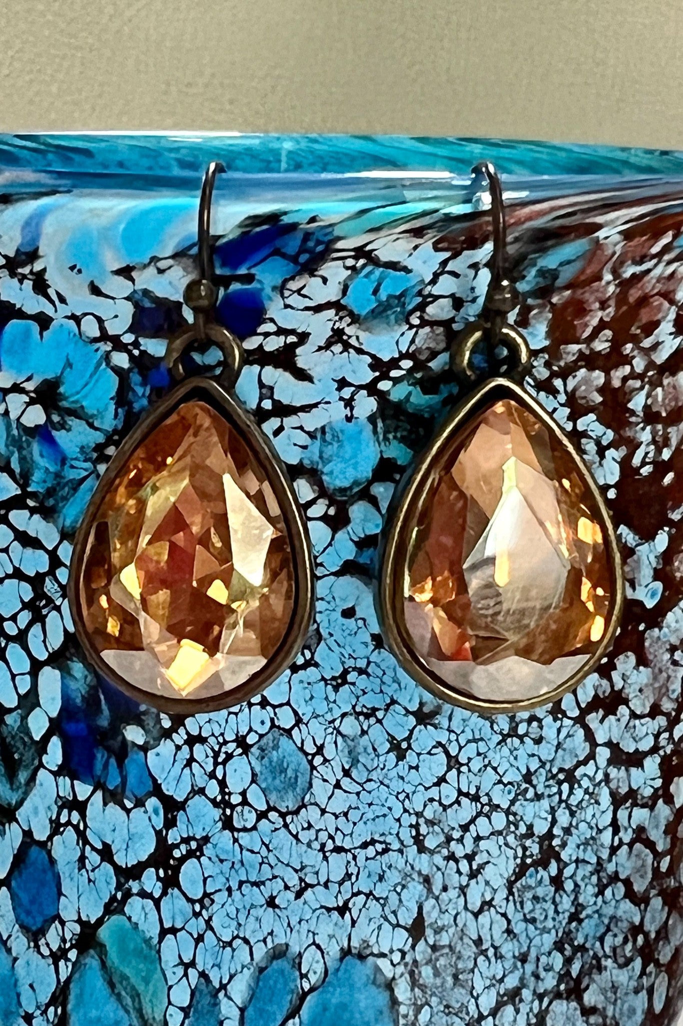 Bronze Crystal Teardrop Earrings