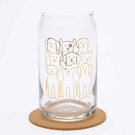 Gold Foil Dog Beer Can Pint Glass