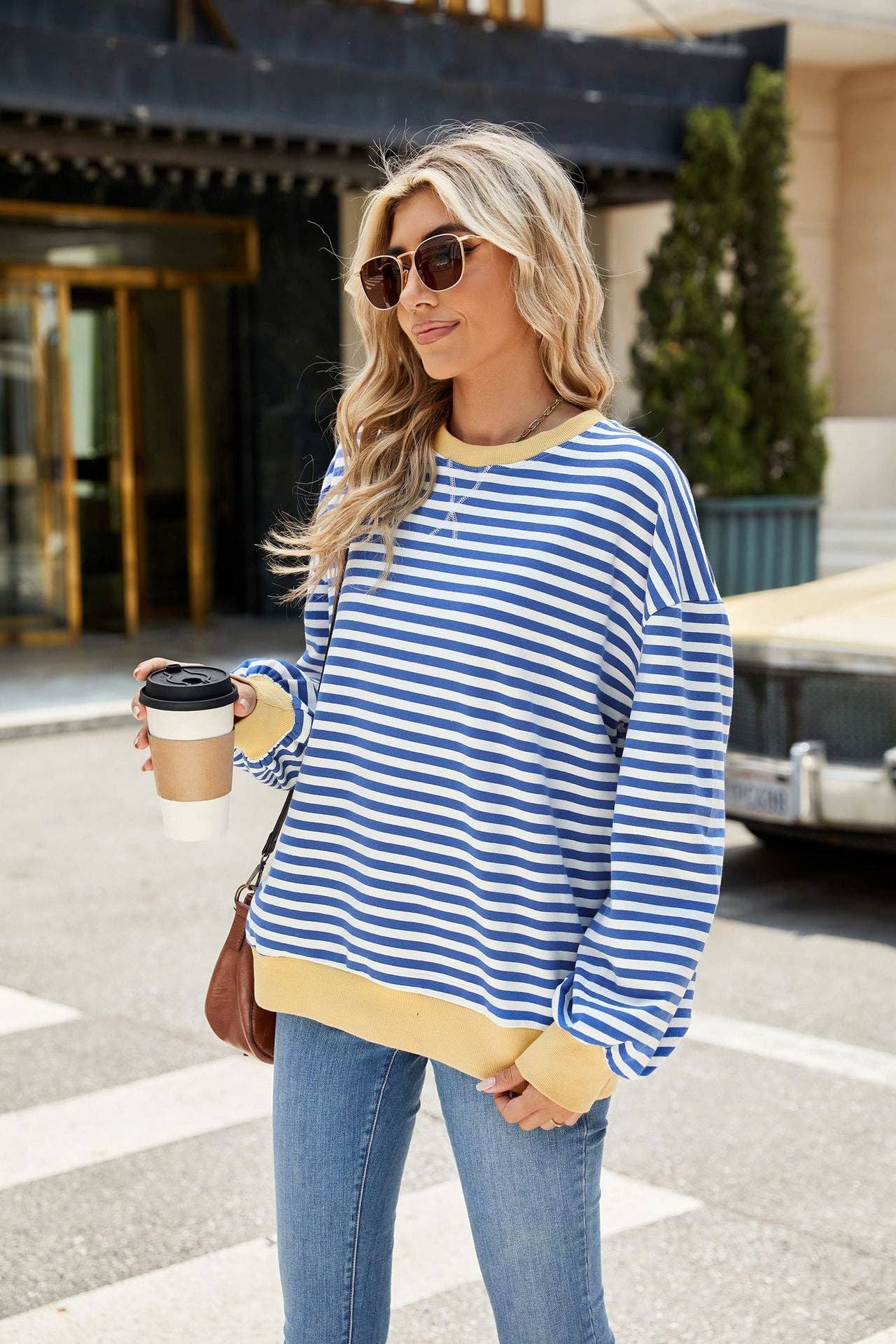 Striped Crew Neck Sweatshirt