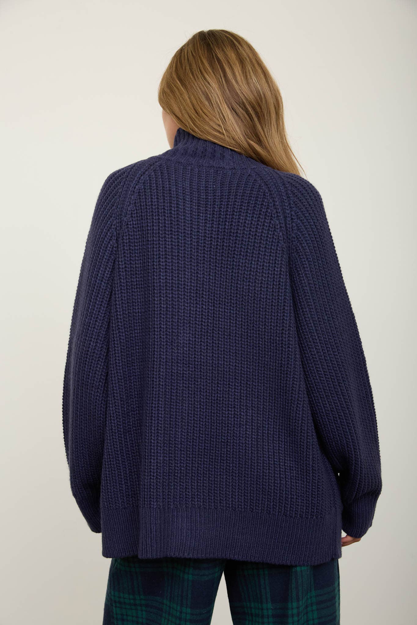 HIGH NECK TOGGLE RIB LONG LINE KNIT CARDIGAN