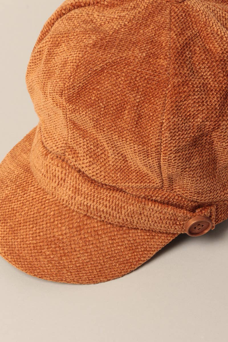 Chenille Cabbie Hat with Elastic Back