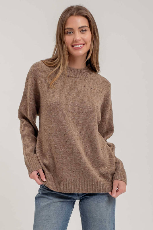 Speckle Knit Mock Neck Sweater