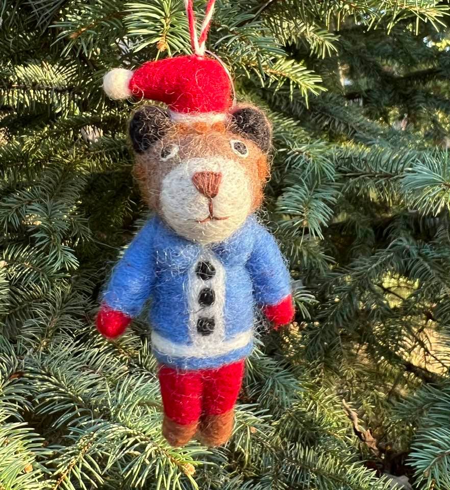 Felt Ornament Bear Red Hat