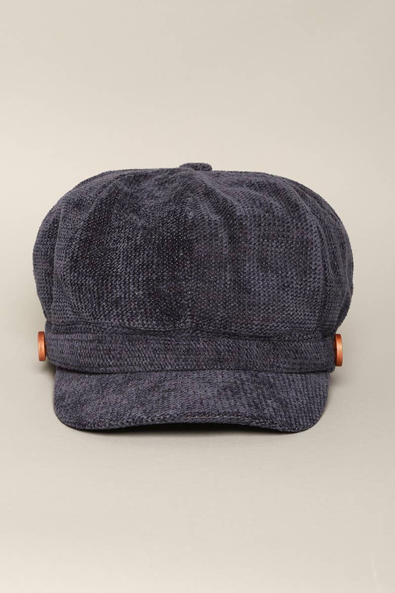 Chenille Cabbie Hat with Elastic Back