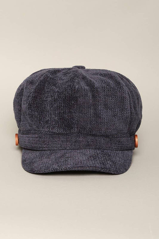 Chenille Cabbie Hat with Elastic Back