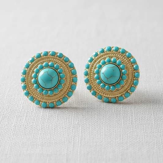 Retro Turquoise Drop Earrings