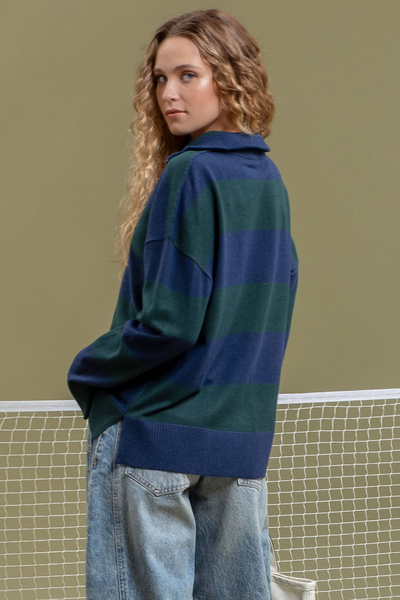 Half Zip Drop Shoulder Sweater