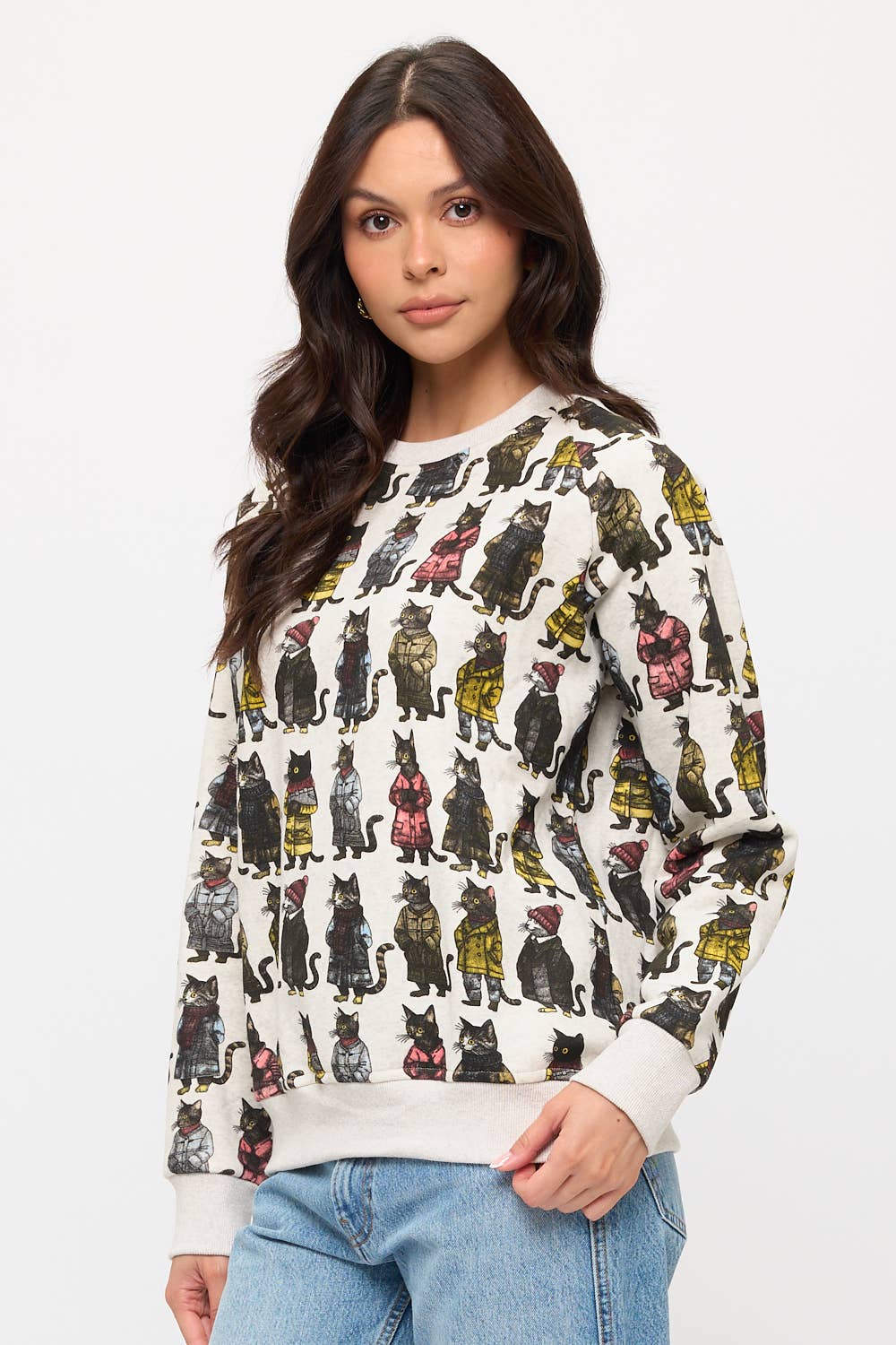COZY CATS PRINT SWEATSHIRT