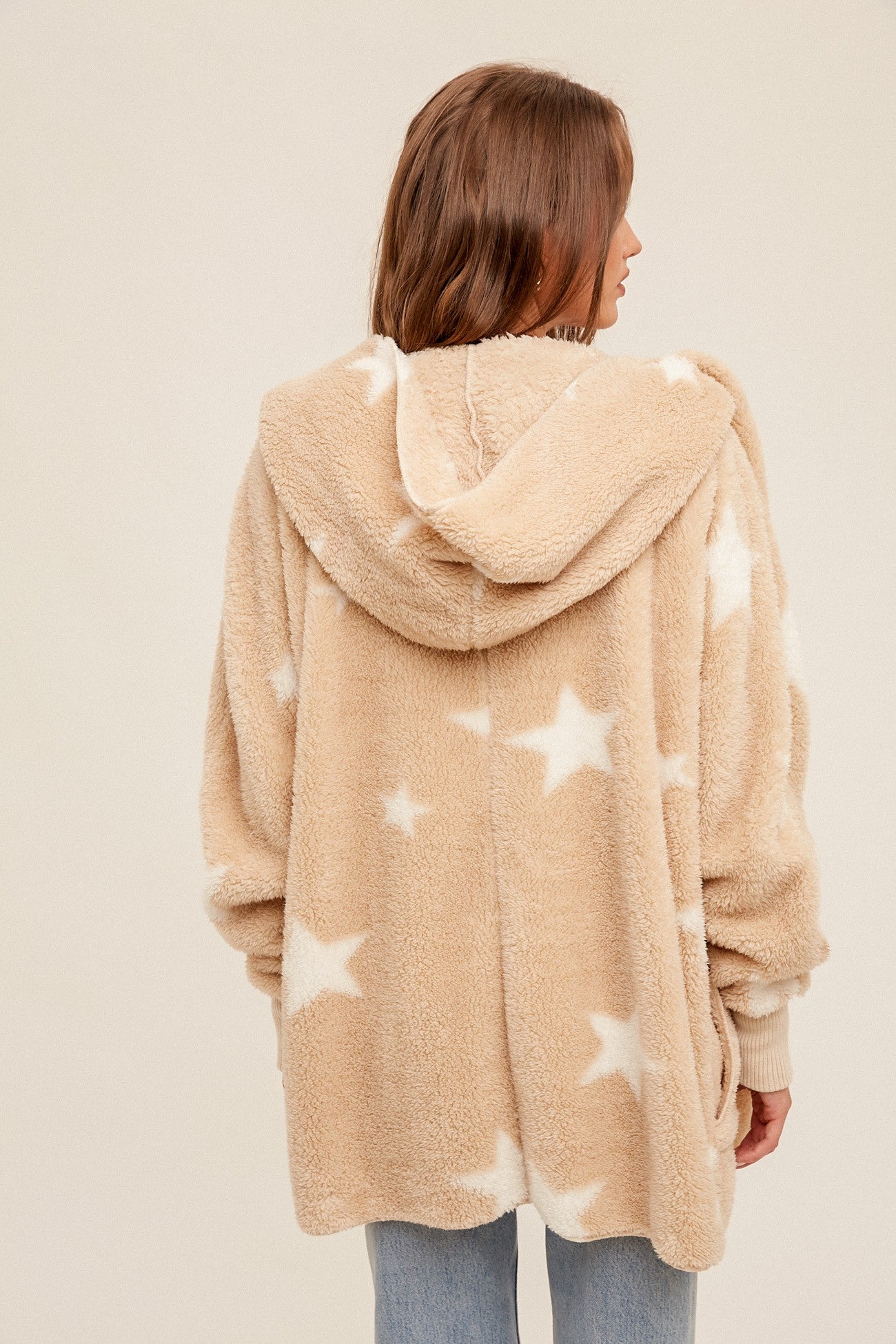 Super Soft Sherpa Hoodie Open Jacket