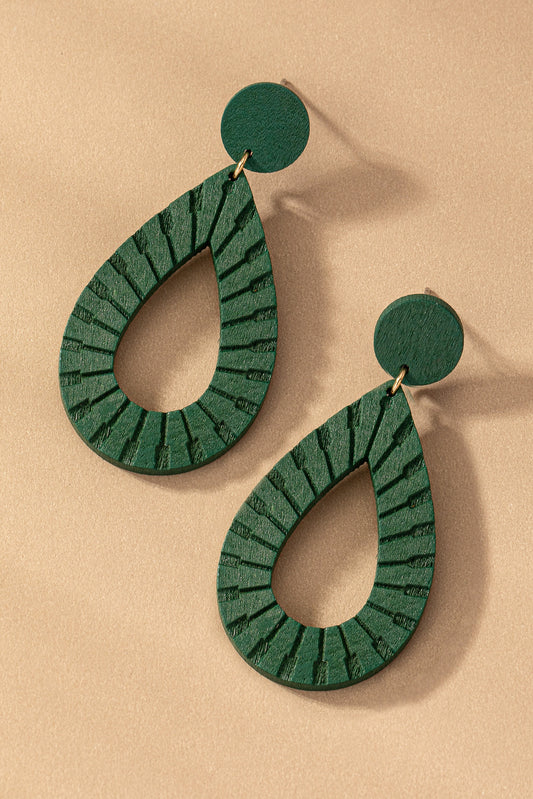 Engraved Wood Drop Earrings