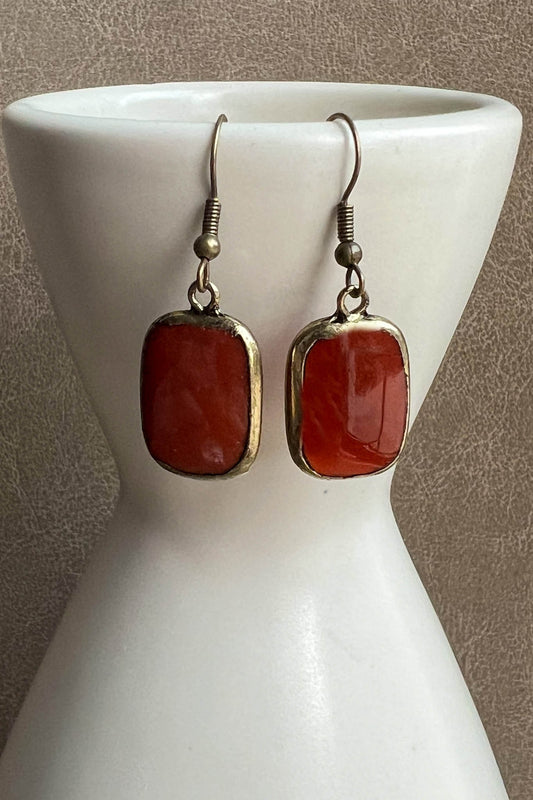 Red Agate Stone Earrings