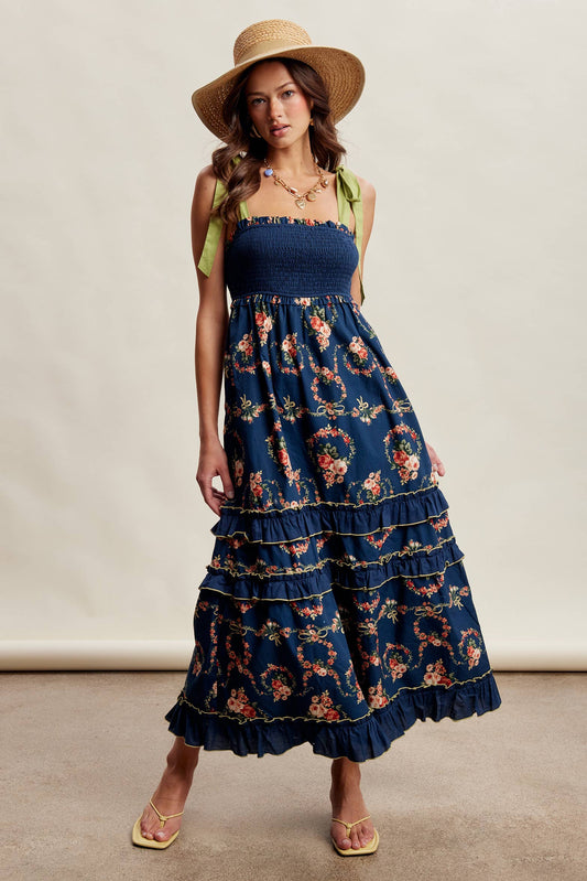 Floral Smocked Tiered Maxi Dress