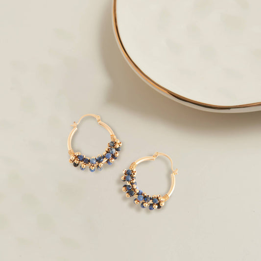 Hoop Earrings Shayne Genuine Stone Beaded Hoops