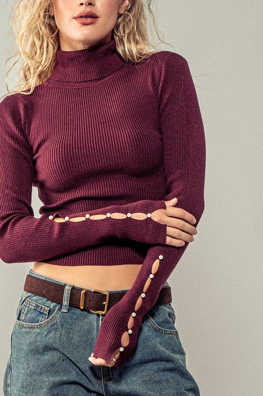 Pearly Gated Long Sleeve Turtleneck