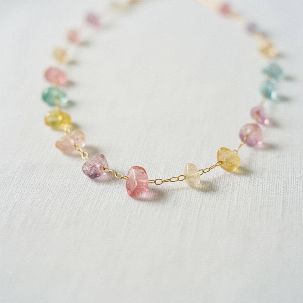 Colorful Gemstone Bead Necklace and Bracelet