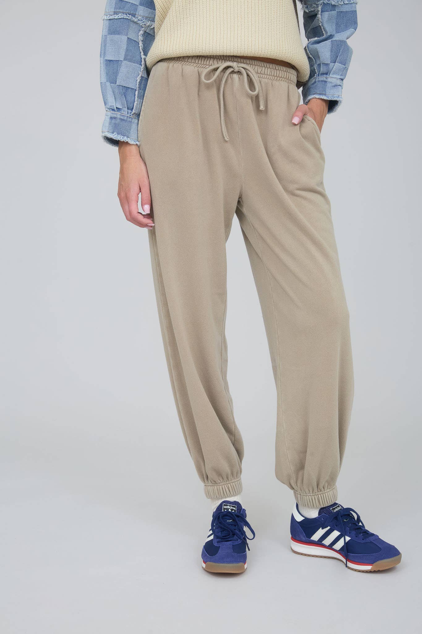 WASHED DRAWSTRING WAIST JOGGERS