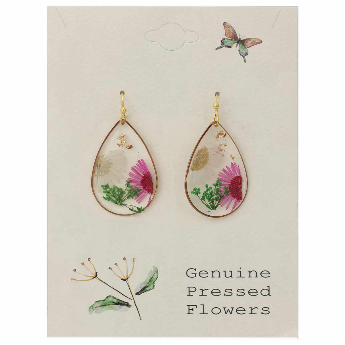 Cottage Floral Daisy Dried Flower Earrings