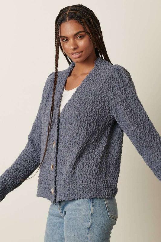 POPCORN SWEATER KNIT CARDIGAN